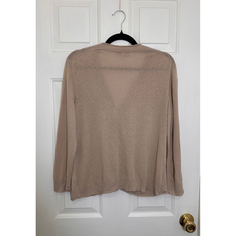 Pendleton Womens XL Tan Beige Linen Cotton Blend V-Neck Cardigan Sweater - Picture 3 of 4